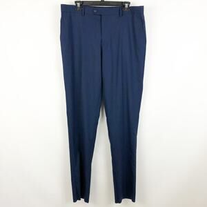 Zanetti Mens Dress Pants 36L Navy Blue Straight Leg Pockets Career Trouser NWOT